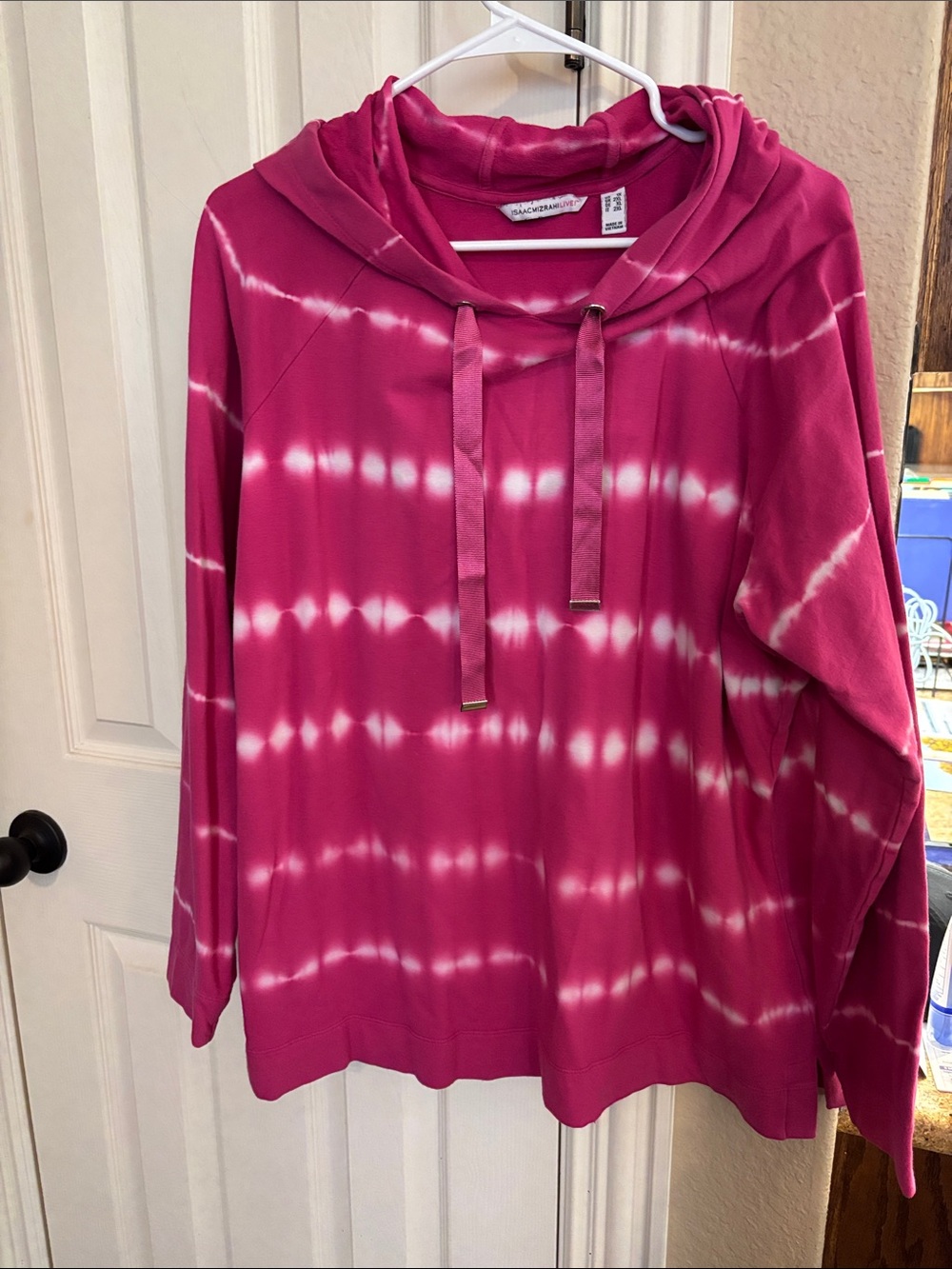 Fuchsia & White Tie-Dye Hoodie